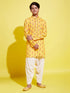 Boy's' Multicolor-Base-Mustard And Cream Kurta Patiala Set